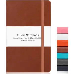 Notebook Journal, Lined Ruled Journal, Hardcover 120Gsm  Thick Paper with Faux Leather Notebook for Journaling Writing Note Taking Office School Supplies 5.25"x8.25"(1, Brown)