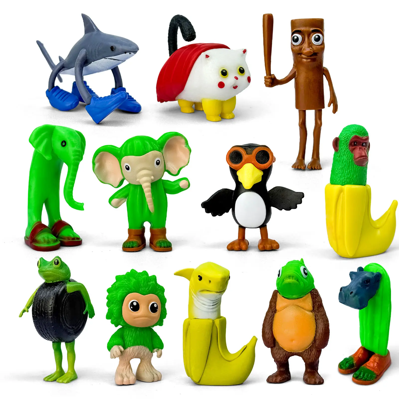 12PCS Italian Brainrot Action Figure,Tralalero Tralala Figures Toys, Fun Brain Rot Toys for Kids, Birthday Party Favors,Collectible Brain-Rot Toy Gift for Fans ,Cake Toppers Party Decorations