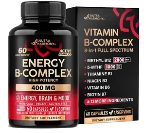 Vitamin B Complex - B1 | B2 | B3 | B5 | B6 | Biotin | B12 | 5-MTHF - Astragalus & Whole Food Blend - Energy, Metabolism & Brain - Vitamins B for Women & Men - Lab Tested - 60 Capsules, 60 Days Supply