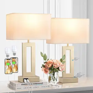 Bedroom Table Lamps Set of 2 - Touch Bedside Lamps with USB C+A, 3 Way Dimmable  Lamp for Nightstand, Modern Night Stands Lamps for Living Room End Tables Desk Bed Side Study Room(16.4n)