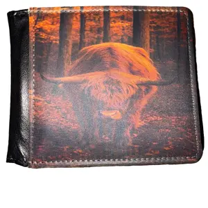 Highland Cow Wallet - Unique Leather Design with Detailed Cow Graphic Perfect for Cow Enthusiasts