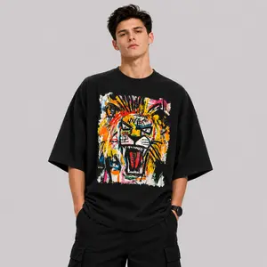 Pop Art Style Lion 90s Graffiti T-Shirt Same style for men and women 2026 summer short-sleeved printed T-shirt pure