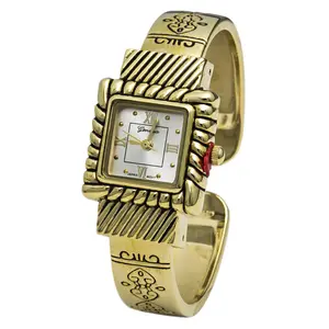 Blekon Collections Quartz Women's Square 22mm Metal Concho Cuff Bangle Watch