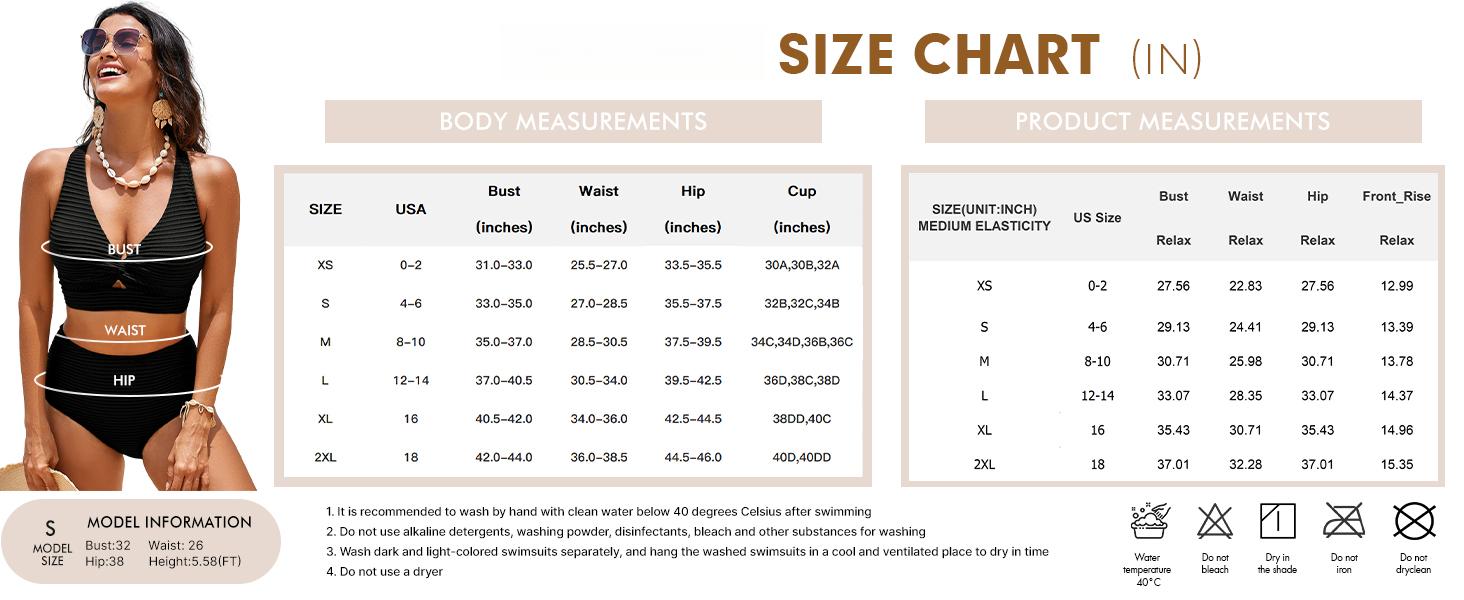 Kenne-shop Women's Textured Bikini Sets Twist Front Top Swimsuits High Waisted Bathing Suits