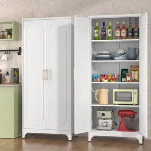 75" Heavy Duty Adjustable Metal Storage Cabinet with Doors, 5 Adjustable Shelves, Farmhouse Style, for Kitchen/Garage/Laundry Room Pantry drawer dresser Polyp