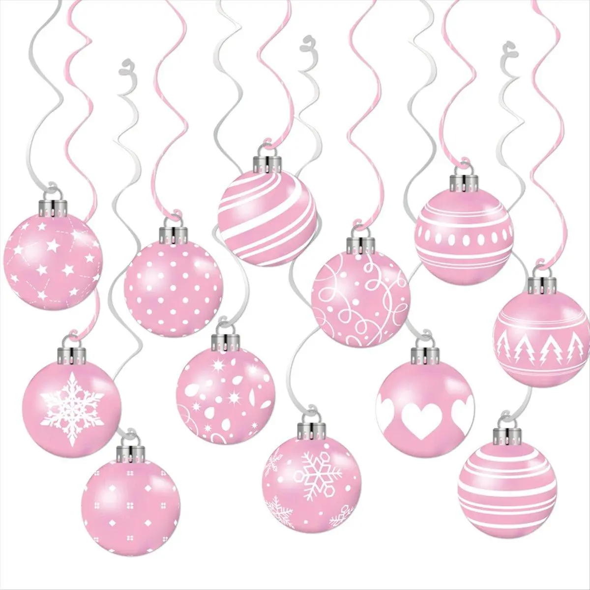 24PCS Pink Christmas Balls Hanging Decoration Xmas Party Decor Ornaments Holiday Supplies Christmas Tree Hanging Pendant