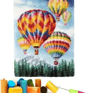 Hot Air Balloon Latch Hook Kit – DIY Rug Making Kit for Adults & Kids (20x15)