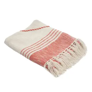360 Stand Woven Cotton Striped Throw Blanket - Lightweight Cozy Warm Blanket, Woven Fabric, 0.2x50x60 in, Farmhouse Vibes, Soft Texture, Cotton Fiber, Lightweight Cozy Blanket
