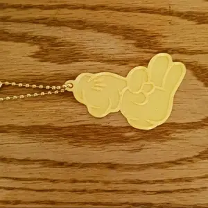 F You Mickey Hand Keychain - Gold Color, Simple Design, Adjustable Chain Attachment