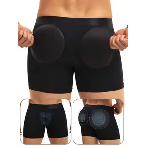 Men's Padded Underwear, Trunks with Removable Butt Enhancing Pads More Volume Instantly, Short Inseam,Detachable Pads Boxer Shorts