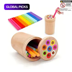 Wooden Montessori Stick Toy, 1 Set Colorful Hand-Eye Coordination Classification Teaching Toy, Math Games, Math Learning Tools, Math Teaching Aid, Learning Materials for Hands-On Ability Training for Kids #GLOBAL PICKS