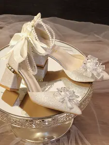 Women's Bowknot Strap Hollow Out Sandals, Fashionable Rhinestone Sandals, Open Toe High Heel Shoes, Fashionable Summer Footwear, Comfortable & Stylish Design, Elegant Heeled Sandals