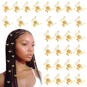 30 Pcs Gold Butterfly Hair Clips for Women,Hair Rings for Braids Accessories,Hollow Butterfly Metal Claw Clips Strong Hold,3D Gold Jewelry for Women Fashion Styling