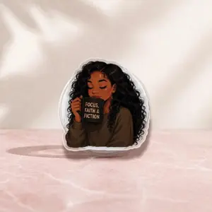 Focus Faith & Fiction Phone Grip – Black Girl Coffee Lover Design, Cute Melanin Reader Aesthetic Accessory