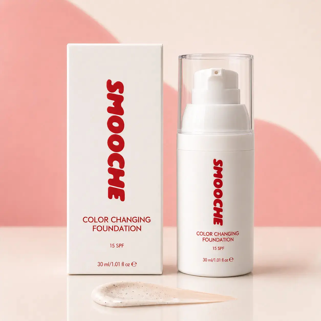 SMOOCHE Color Changing Cosmetic Foundation, Hydrating Self-Adjusting Lightweight Liquid Foundation with SPF 15, Blendable Buildable Coverage, Smooth Natural Satin Finish, 12H Wear, Daily Use, 30mL, Makeup