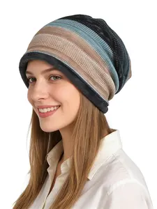 Baggy Slouchy Chemo Sleep Beanie Hat, Random Print Skull Cap Headwear, Casual Style for All Seasons, Comfortable Sleeping Accessory