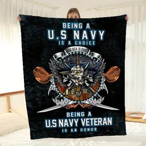 Soft Warm U.S. Navy Blanket - Patriotic Eagle & Sword Design, All-Season Throw | Mixed Colors, Military Gift for Enthusiasts, Suitable for beds and sofas can also be given as a gift