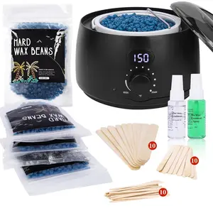Hair Removal Digital Waxing Kit, 1pc Black Wax Machine,400g Wax Beads,30ml Pre Wax Treatment Spray,30ml After Wax Treatment, 30 Wooden Sticks,Waxing For Body, Bikini, Face, Eyebrow, Chest, Legs, Underarms For Women Men