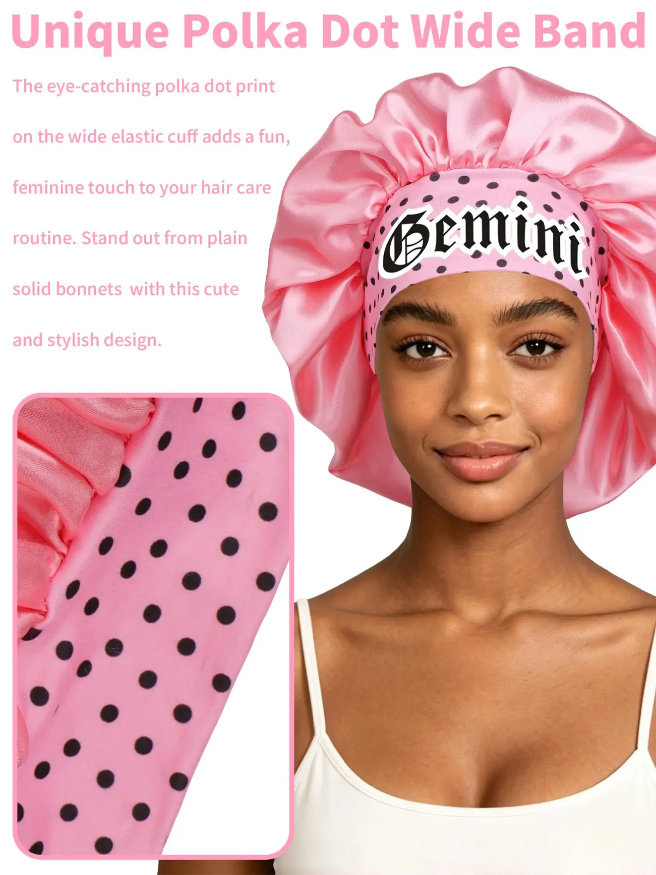 Polka Dot Constellation Sleep Hat, Wide Brim Design, Satin Hair Protection Cap, Comfortable and Fashionable, Ideal for Night and Daily Use