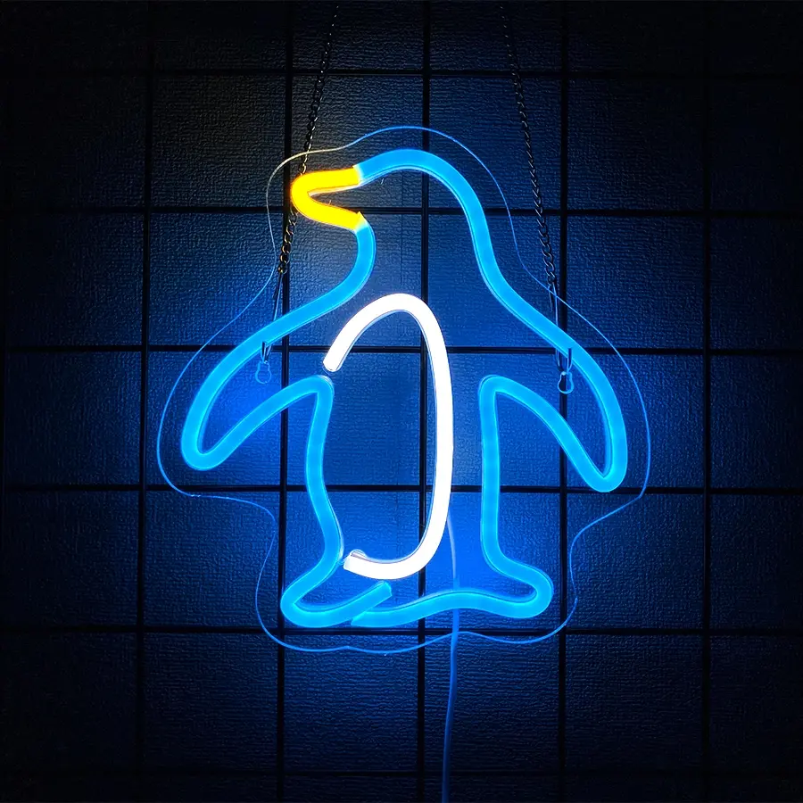Penguin Neon Sign, Penguin Lamp Wall Decor,Birthday Party Decorations for Home, Patio, Garden, Bars, Restaurants, Hotels, Stores, Clubs, Gift for Friends, Family and Kids