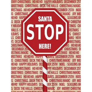 212 MAIN Carolines Treasures Santa Claus Stop Here Garden Stop Sign Flag - Standard Size, Weather-Proof Material, Festive Outdoor Garden Decoration