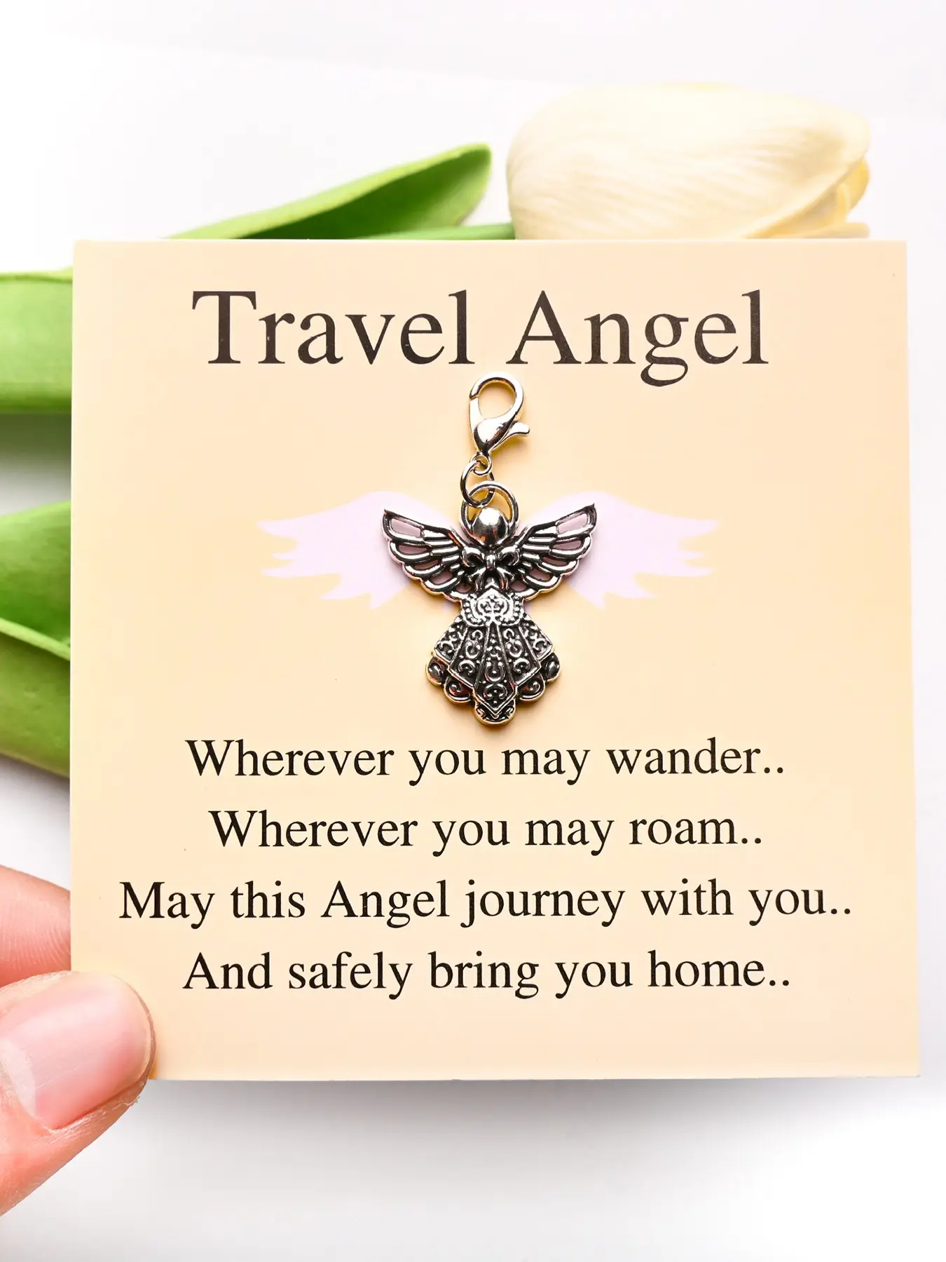 Travel Angel Bag Charm Pendants – Guardian Angel Keychain with Blessing Card, Sentimental Bag Decoration & Bag Chain Charms for Backpack Purse, Purse Charms For Handbags, Ideal for Safe Travel Gifts & Meaningful Keepsakes, Bag Accessories Charms