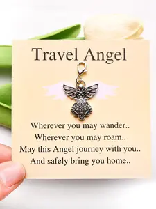 Travel Angel Bag Charm Pendants – Guardian Angel Keychain with Blessing Card, Sentimental Bag Decoration & Bag Chain Charms for Backpack Purse, Purse Charms For Handbags, Ideal for Safe Travel Gifts & Meaningful Keepsakes, Bag Accessories Charms