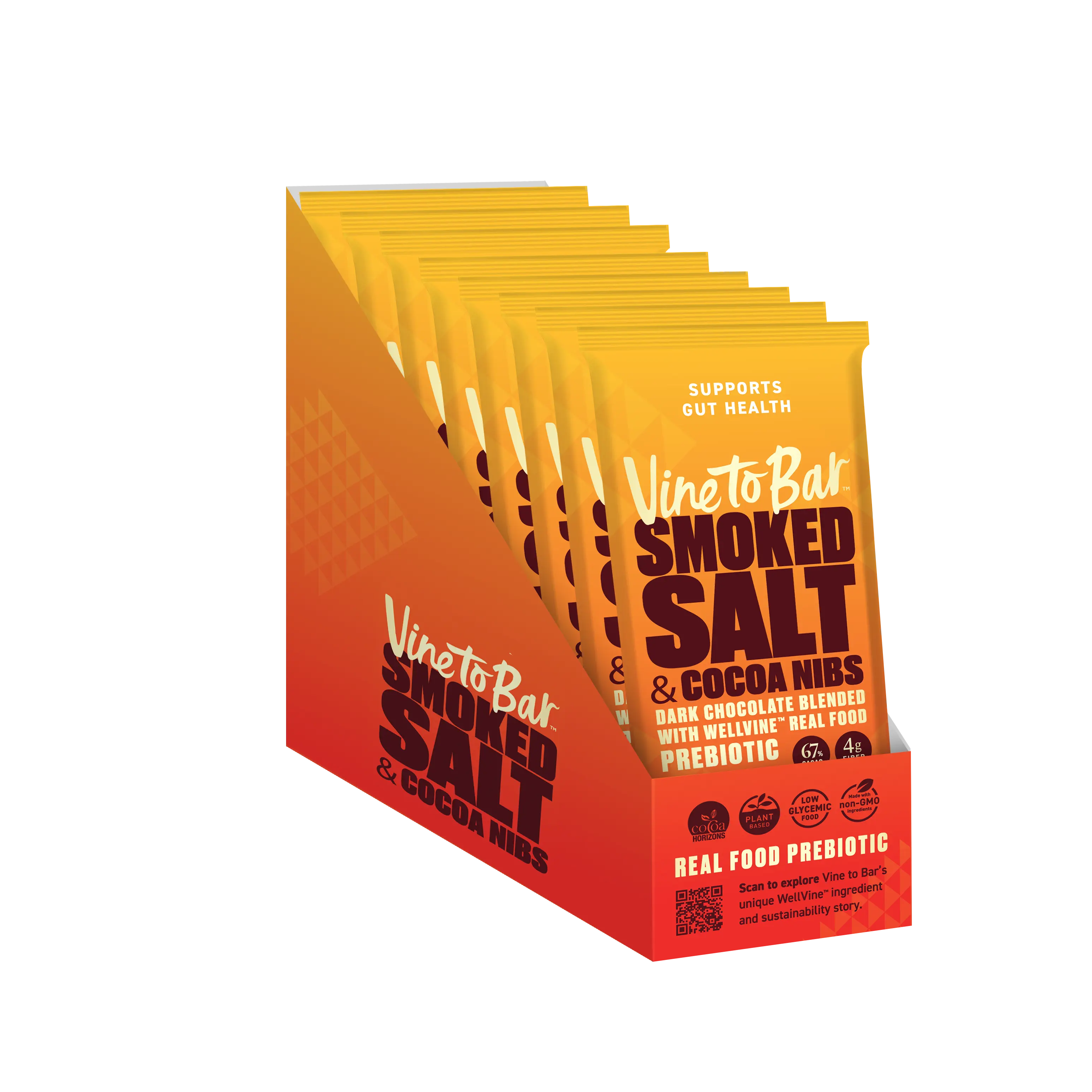 Smoked Salt and Cocoa Nibs Dark Chocolate Bar - 12-Ct Display Box