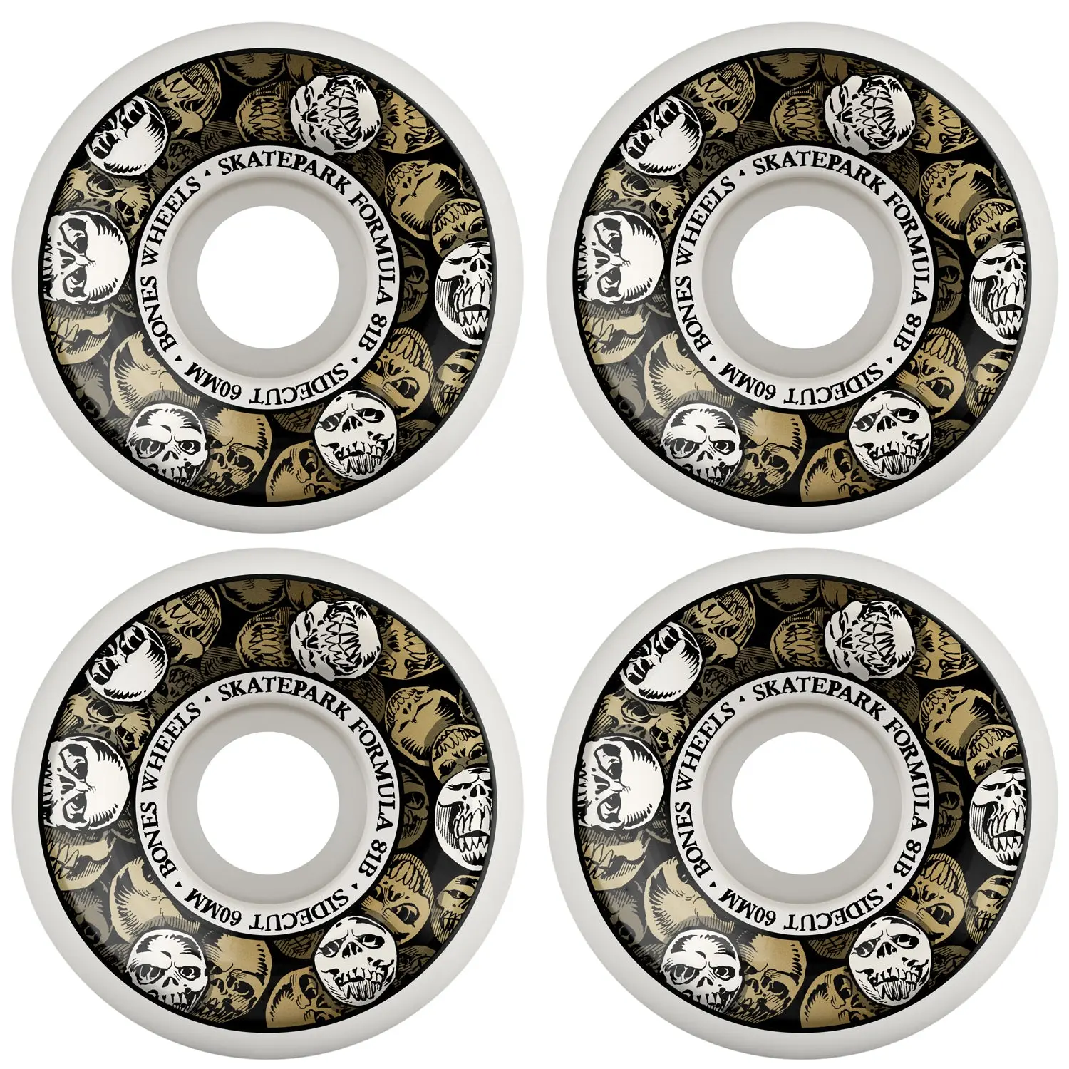 Bones Skateboard Wheels 60mm Skatepark Formula P5 Sidecuts 81B (101A) White
