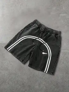 Men's Summer Athletic Elastic Waist Shorts with Drawstring and Front Stripe Design, Ideal for Daily Wear, Comfortable Fit and Stylish Look, Summer Sports Shorts
