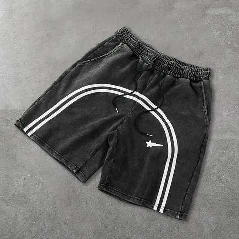 Men's Summer Athletic Elastic Waist Shorts with Drawstring and Front Stripe Design, Drawstring Active Shorts, Comfortable Stylish for Daily Wear, Lightweight Summer Shorts