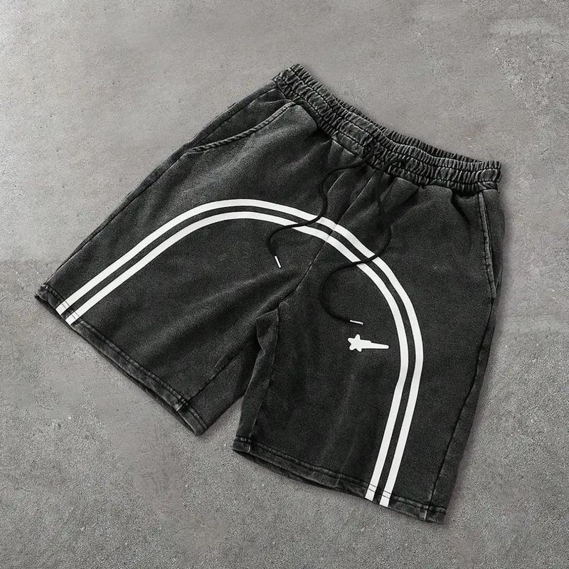Men's Summer Athletic Elastic Waist Shorts with Drawstring and Front Stripe Design, Drawstring Active Shorts, Comfortable Stylish for Daily Wear, Lightweight Summer Shorts