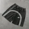 Men's Summer Athletic Elastic Waist Shorts with Drawstring and Front Stripe Design, Drawstring Active Shorts, Comfortable Stylish for Daily Wear, Lightweight Summer Shorts