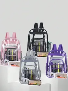 PVC Transparent Backpack, Fashion Jelly Simple Outdoor Travel Bag, Waterproof School Bag, Large Capacity Student Bookbag