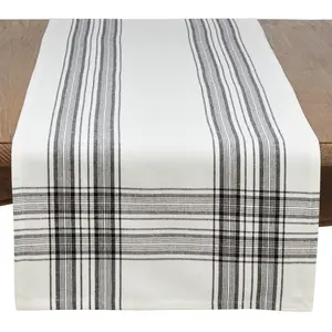 Saro Lifestyle 6562.BK1690B 16 x 90 in. Plaid Pattern Cotton Table Runner, Black