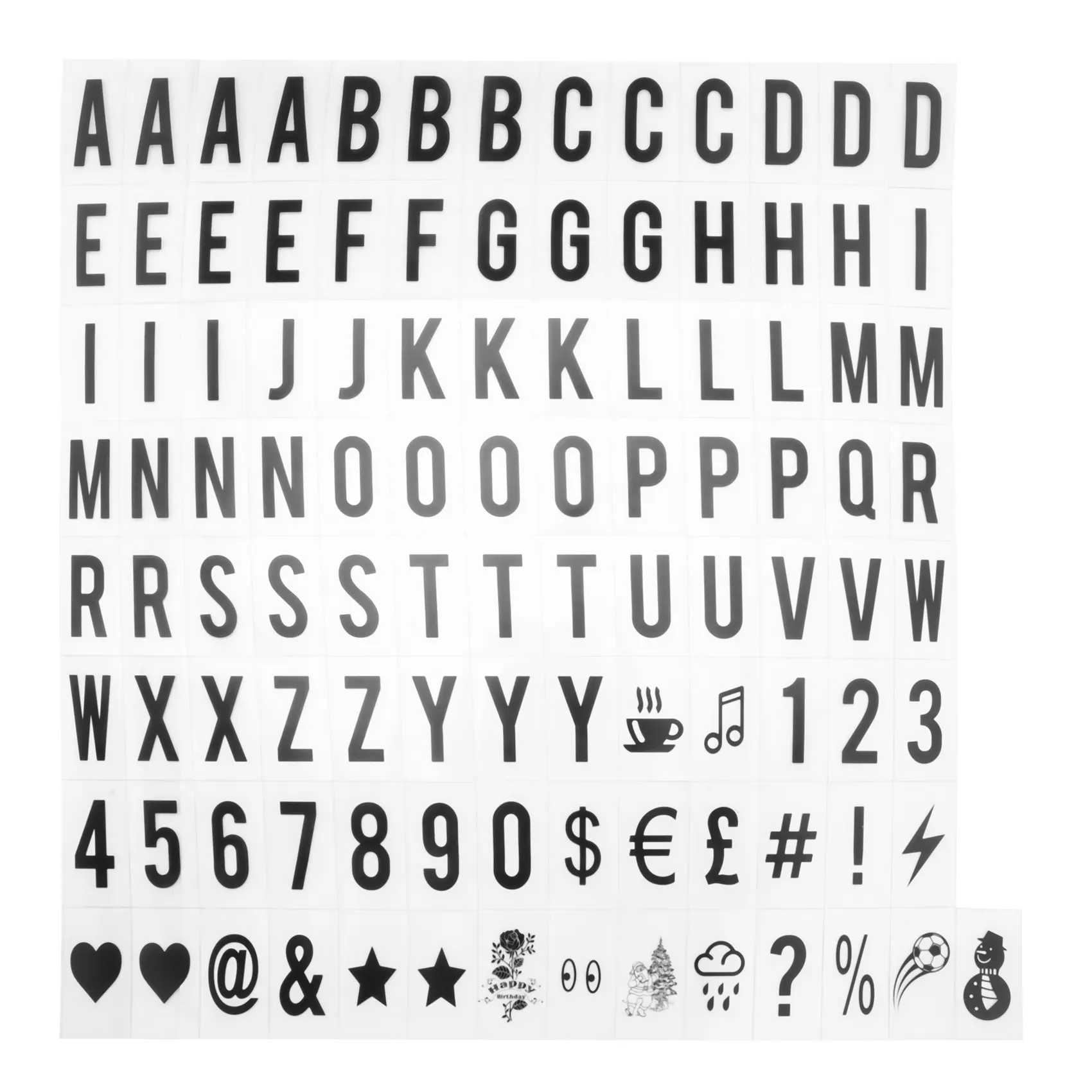 104pcs Black Plastic Changeable Customizable Luminous Cinematic Lightbox Replacement Letters & Numbers Signs (3.5cm/6.5x3.5cm for A4 LED Message Boards, Light Box Not Included) - Freestanding Wall, Movie Party Decor Household Appliance Accessory