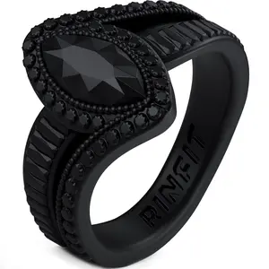 Rinfit Silicone Diamond - Marquise Diamond Collection, U.S. Design Patent Pending, High-Quality Silicone Wedding Ring for Women