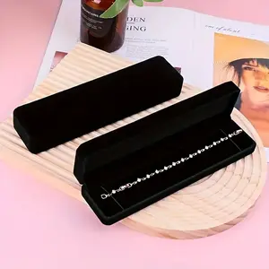 1pc Jewelry Necklace Box Women's Pendant Storage Box Flannel Necklace Pendant Box Velvet Rectangular Pendant Necklace Gift Box Jewelry Boxes