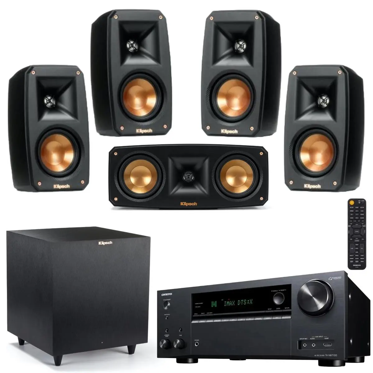 Klipsch Reference Theater Pack 5.1 Bundle with Onkyo TX-NR7100 Receiver