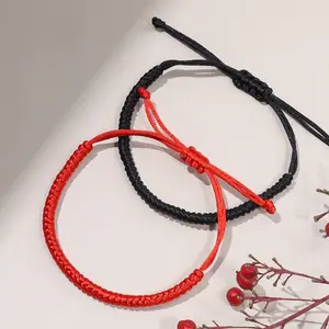 Lucky Red Braided Rope Bracelet, Handmade Adjustable Cord for Him & Her Matching Jewelry