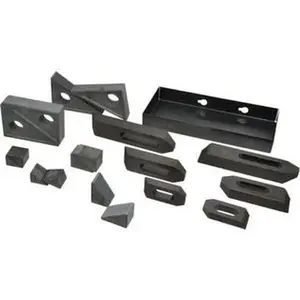 TE-CO 13 Piece Fixturing Step Block & Clamp Set with 1" Step Block, 1/2 Stud Thread Includes 6 Serrated End Clamps, 6 Step Blocks, Holder 21002