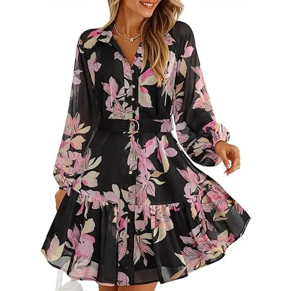 ZESICA Womens Floral Long Sleeve Mini Dress Spring Button Chiffon A Line Swing Short Wedding Guest Holiday Party Dresses - TikTok Shop ZESICA Womens Floral Long Sleeve Mini Dress Spring Button Chiffon A Line Swing Short Wedding Guest Holiday Party Dresses - TikTok Shop