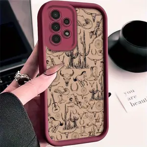 Suitable for Samsung seriesPhone Case - Creative Solid Color Western Cowboy Pattern Phone Case Compatible with Galaxy A14 5G/A15 4G/A20S/A21S/A22/A23/A30S/A31/A32/A34/A50/A51/A52/A52S 5G/A53 5G/A54 5G/A70/A71/A72/A73 5G/S20/S21/S22 5G/S22+ 5G/S22 Ultra 5G