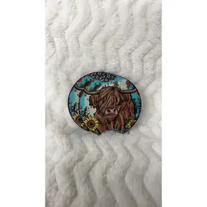 Sunflower Heifer Car Coasters - Simple Design with Sunflower motif, Suitable for Car Use