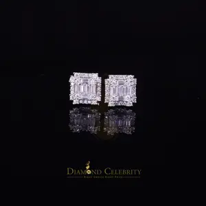 Diamond Celebrity’s Men’s/Women’s 925 Silver White 0.50ct VVS ‘D’ Moissanite Baguette Stud Earrings