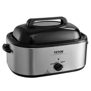 Electric Roaster Oven, 24 QT Turkey Roaster Oven with Self-Basting Lid, 1450W Roaster Oven with Defrost Warm Function, Adjustable Temp, Removable Pan Rack, Fits Turkeys Up to 28LBS, Silver