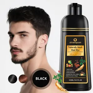 5-in-1 Natural Black Hair Dye | Ammonia-Free | 30-Min Gray Coverage | Hair & Beard Use | 500ml
