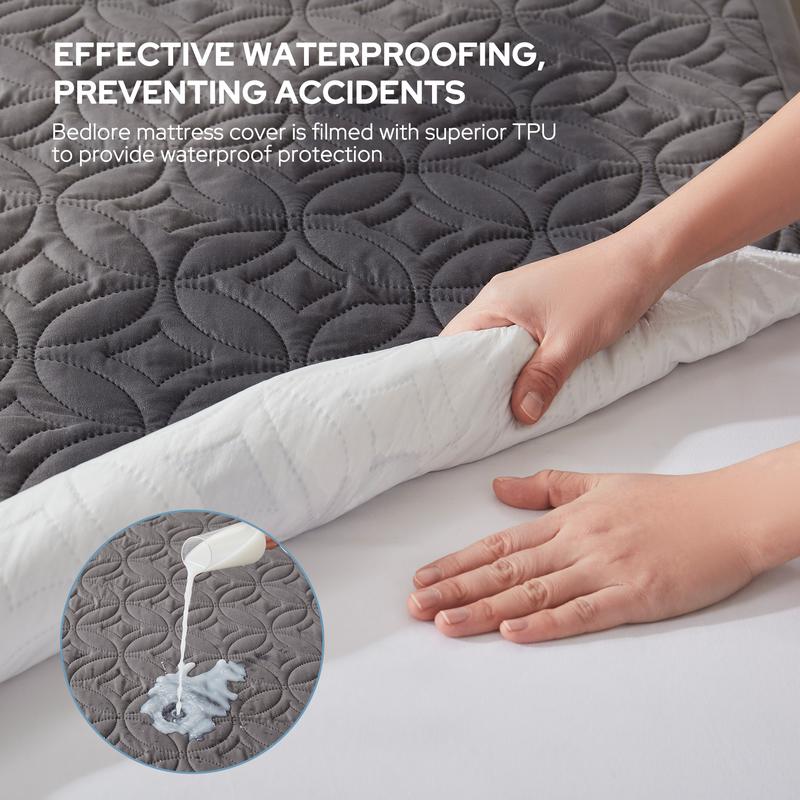 【BEDLORE】Big Copper Coins Waterproof Mattress Protector, 6-18'' Deep Pocket Mattress Pad, Soft Dirt-Proof Bedroom,Collage Dorm,Hotel