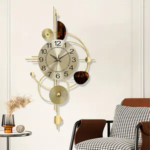 30.7*17.7inch Large Modern Metal Wall Clocks, Unique 3D Metal Iron Wall Art Decor Clock, Silent Non-Ticking Metal Wall Clocks for Living Room, Kitchen, Bedroom, or Office Wall Decor