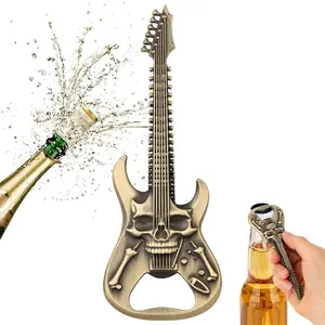 Skull Guitar Bottle Opener, Rock Punk Style, Multi-Function Metal Beer Soda Drink Opener for Kitchen Restaurant Party Bar Portable Opener for Outdoor Camping Picnic,A Perfect Halloween Gift for Guitar Enthusiasts, Engraved Bottle Opener
